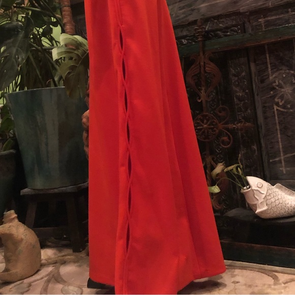 1970s Handmade Pumpkin Orange Empire Waist Mrs. Roper Energy in the Best Way. - Picture 8 of 9